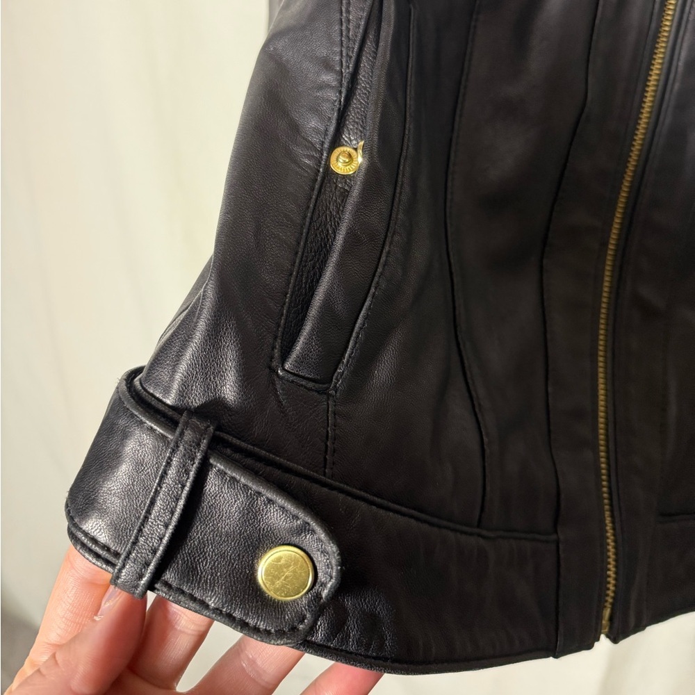 Women’s Cole Haans Lamb Skin Moto Leather Jacket | size medium - Picture 5 of 15